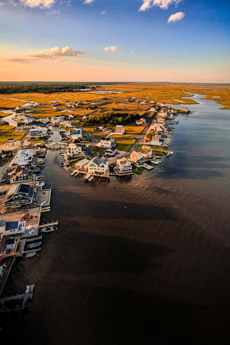 Aerial Coastal Town Sunset - Fine Art Photography Print by Zeefeldt Photography